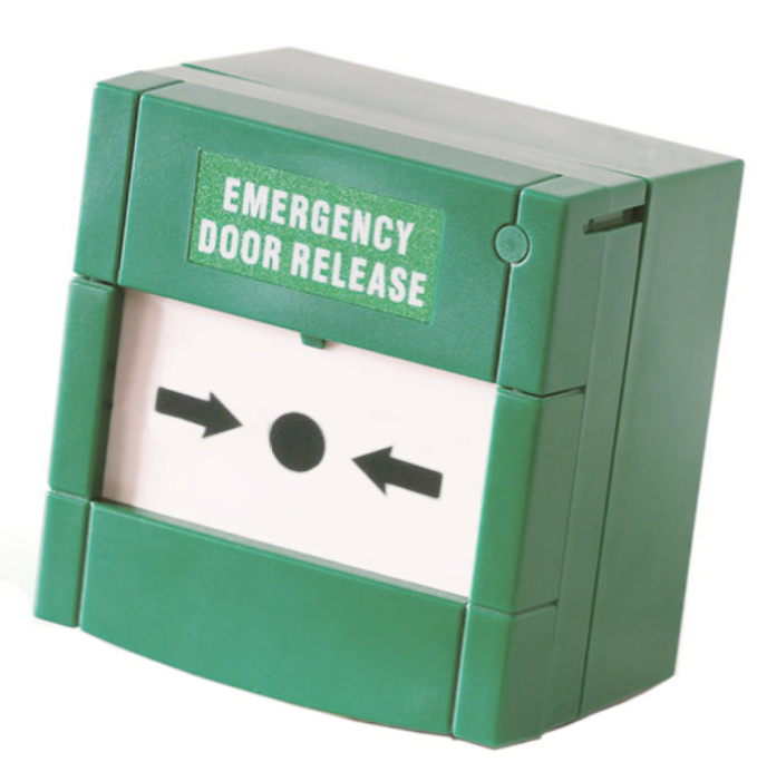 Emergency push button double pole EN54-11 reset, Green